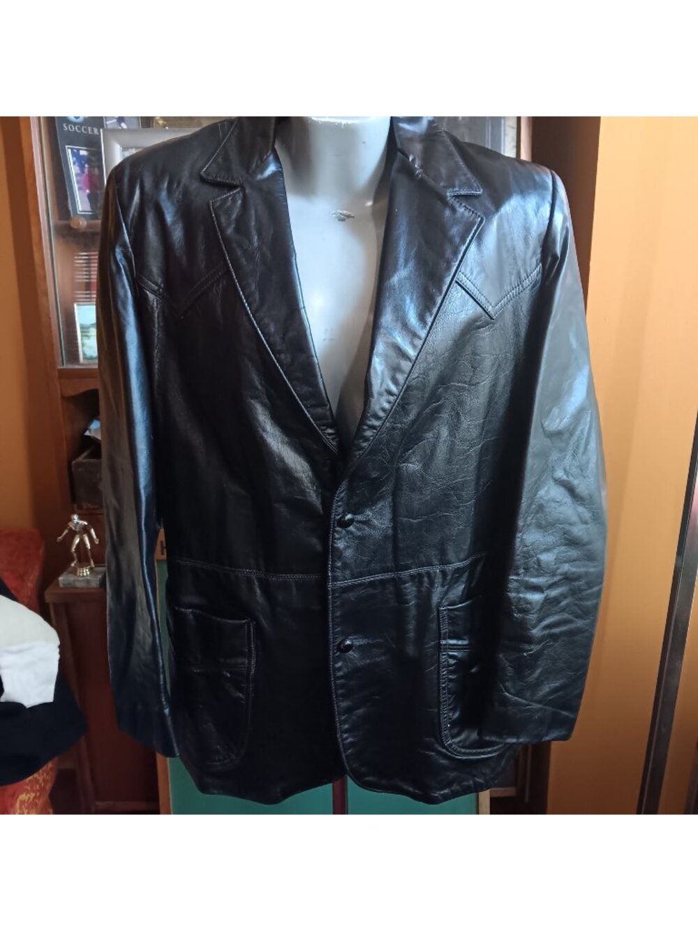 LT Vintage Leather Cowboy Rancher Blazer Jacket Sheplers USA Size 42 Long